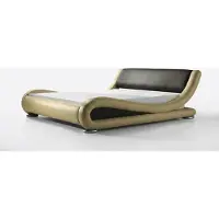 JVmoebel Set completo per camera da letto in ecopelle dorata, composto da un letto matrimoniale