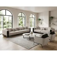 Xl Moebel Gmbh Divano componibile "Wohnlandschaft" con 4, 3, 1 e 1 posto, color beige, rivestito in tessuto, design moderno e contemporaneo