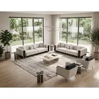 Xl Moebel Gmbh Divano componibile, modello "paesaggio abitativo", composto da tre divani a due posti, uno a un posto e un altro a un posto, colore beige, tessuto, design moderno e contemporaneo