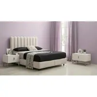JVmoebel Set per camera da letto: letto, testiera, 2 comodini, design moderno, colore bianco, comfort