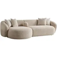 Xl Moebel Gmbh Divano ad angolo a forma di L, beige, rivestito in tessuto, moderno, ideale per il soggiorno, confortevole