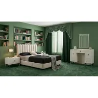 JVmoebel Set per camera da letto: letto, testiera, 2 comodini, cassettiera, design moderno, colore bianco