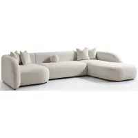 Xl Moebel Gmbh Divano ad angolo a forma di "L", color beige, rivestito in tessuto, ideale per il soggiorno, confortevole e accogliente