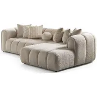 Xl Moebel Gmbh Divano ad angolo a forma di "L", beige, rivestito in tessuto, moderno, ideale per il soggiorno, confortevole