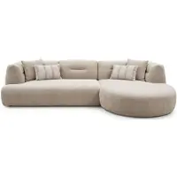 Xl Moebel Gmbh Divano ad angolo a forma di "L", colore beige, rivestito in tessuto, design moderno, ideale per il soggiorno