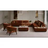 Xl Moebel Gmbh Divano ad angolo a forma di "L", 2 poltrone, colore marrone, design moderno, confortevole, ideale per il soggiorno