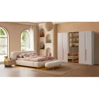 JVmoebel Tavolino da notte (2 pezzi), panca, armadio guardaroba, stile moderno, colore beige, confortevole