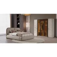 JVmoebel Set per camera da letto: letto, armadio, design moderno, beige, lusso, elegante, raffinato