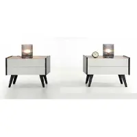 Xl Moebel Gmbh Tavolini da comodino 2 pezzi, beige e nero, design moderno ed elegante, set di due