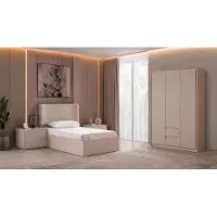 JVmoebel Letto, armadio e comodini beige, dal design moderno, ideali per una cameretta da ragazza
