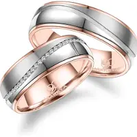 MARRYA Anello 'ES-23 Ehering aus Edelstahl - Silberfarben & Rosé' grigio argento