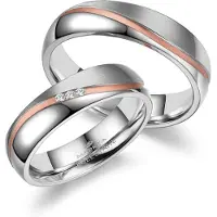 MARRYA Anello 'ES-11 Ehering aus Edelstahl - Silberfarben & Rosé' argento