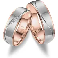 MARRYA Anello 'ES-21 Ehering aus Edelstahl - Silberfarben & Rosé' argento