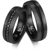 MARRYA Anello 'CA-01 Ehering aus Carbon + Edelstahl - "Schwarz"' nero