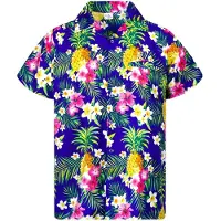 King Kameha Camicia 'Pineapple Flowers' blu