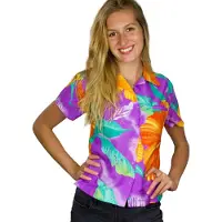 King Kameha Camicia da donna 'Big Flower' lilla chiaro