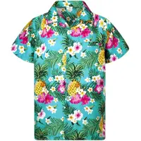 King Kameha Camicia 'Pineapple Flowers' turchese