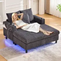 Kein Hersteller Spaziosa e morbida chaise longue reclinabile con portabicchieri laterali, porte USB, illuminazione ambientale a LED integrata, perfetta per il soggiorno, la camera da letto o il giardino d'inverno