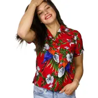 King Kameha Camicia da donna 'Cherryparrot' rosso