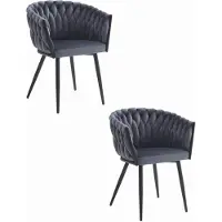 Kendra Home Set di 2 sedie poltroncina Orion in velluto grigio scuro