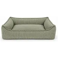 Purre Nino: Cuccia per cani, cuscino, tessuto corda, design classico, colore verde oliva, taglia XS, dimensioni 70x55x30 cm