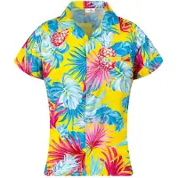 King Kameha Camicia da donna 'Pineapple Leaves' giallo