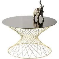 Xl Moebel Gmbh Tavolino chic con piano in vetro nero e base dorata traforata