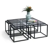 Xl Moebel Gmbh Tavolino e 4 tavolini in stile loft con struttura in metallo nero