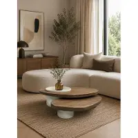 Xl Moebel Gmbh Tavolino da caffè moderno in legno di noce, a due piani, ideale per il soggiorno