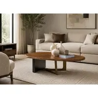 Xl Moebel Gmbh Tavolino ovale in legno massello, design moderno, ideale per il soggiorno