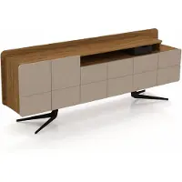 Xl Moebel Gmbh Mobile bar moderno, finitura effetto legno, beige e nero, ideale per soggiorno o ufficio