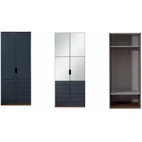 Xl Moebel Gmbh Armadio elegante, antracite e blu, stile industriale, con cassetti