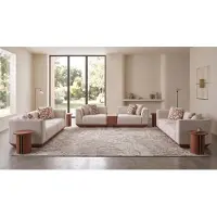 Xl Moebel Gmbh Divano imbottito color beige, elegante modello a tre posti, con tavolino integrato