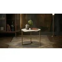 Xl Moebel Gmbh Tavolino elegante con piano in marmo e struttura in metallo