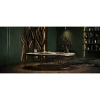 Xl Moebel Gmbh Tavolino moderno con piano ovale e elegante struttura in metallo