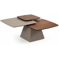 Xl Moebel Gmbh Tavolino da caffè moderno, in legno di noce, color marrone, a tre livelli, dal design dinamico e asimmetrico