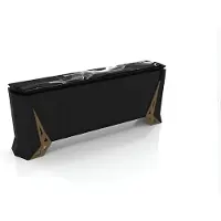 Xl Moebel Gmbh Mobile bar laterale elegante, nero lucido, con elementi decorativi dorati