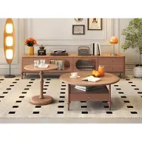 Xl Moebel Gmbh Set moderno di 2 tavolini da caffè, color beige, in legno, design elegante, ideali per il soggiorno
