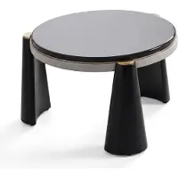 Xl Moebel Gmbh Tavolino da caffè nero, vetro, acciaio inossidabile, rotondo, design moderno, tavolino ausiliario per il soggiorno