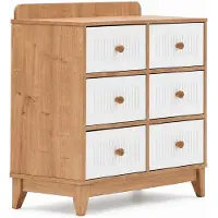 Xl Moebel Gmbh Comodino elegante in legno, con ante bianche e dettagli in legno naturale