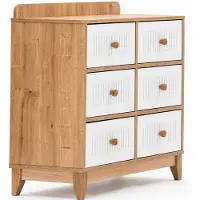 Xl Moebel Gmbh Comodino elegante in legno naturale bianco, con sei ampi cassetti