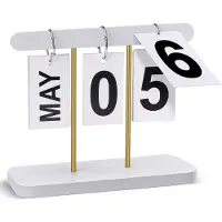 Merkloos Calendario a fogli mobili in legno e metallo – Accessorio da scrivania riutilizzabile
