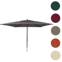 Mendler Ombrellone da ristorante in legno HWC-C57b, ombrellone da giardino, poliestere/legno 29 kg, quadrato 4x4 m, con fune di comando, resistente agli urti ~ antracite