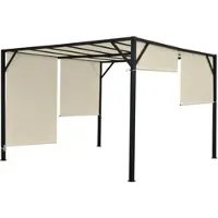 Mendler Pergola Baia, copertura per patio a padiglione da giardino, robusta struttura in acciaio da 6 cm + tetto scorrevole ~ 4x3m