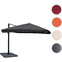 Mendler Ombrello semaforo gastronomico HWC-A96, 3,5x3,5m (Ø4,95m) poliestere/alluminio 25kg ~ Flap, antracite con supporto, girevole