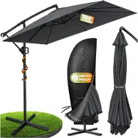 Kesser Parasole per pergolati modello Holly, forma rettangolare, diametro 350 cm, con/senza illuminazione solare a LED, inclusa copertura