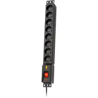 LESTAR LXRM 816, pannello di connessione a rack da 19 pollici, 8 prese, 16 A, cavo da 5 metri, colore nero