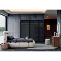 Xl Moebel Gmbh Set completo per camera da letto moderno, color beige: letto elegante, poggiapiedi, armadio