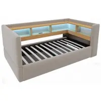 MODFU Divano letto giorno 90x190, completo di accessori, con imbottitura idraulica, luce LED RGB, trasformabile in letto, con presa di corrente, colore grigio scuro (senza materasso)