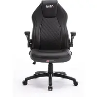 Dripio Sedia da gaming, regolabile, con 5 rotelle, rivestita in ecopelle, colore nero
